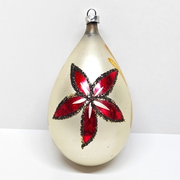 VINTAGE West Germany Mercury Glass Poinsettia Flower Ornament MCM - Picture 3 of 5